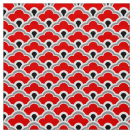 Deko-chinesische Kamm-Muscheln, Rot, Grau, Stoff