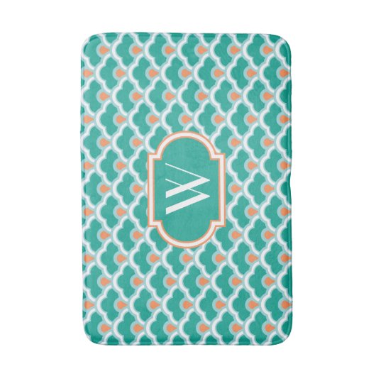 Deko Chinesische Scallops, Aquamarin, Aqua und Kor Badematte (Vorderseite Vertikal)