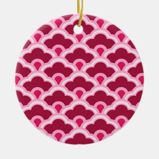 Deko Chinesische Scallops, Burgunder Wein und Rosa Keramik Ornament (Vorne)