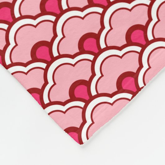 Deko Chinesische Scallops, Fuchsia und Light Pink Fleecedecke (Ecke)
