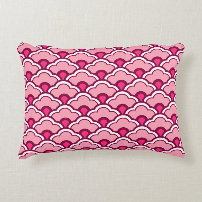 Deko Chinesische Scallops, Fuchsia und Light Pink Zierkissen (Vorderseite)