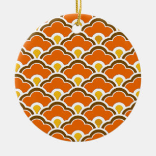 Deko Chinesische Scallops, Mandarin Orange Keramik Ornament