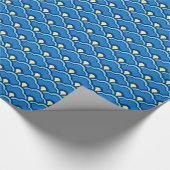 Deko Chinesische Scallops, Ocean Blue und Indigo Geschenkpapier (Ecke)
