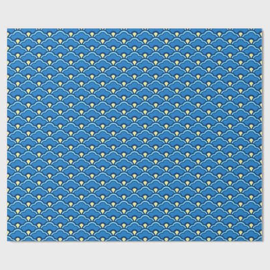 Deko Chinesische Scallops, Ocean Blue und Indigo Geschenkpapier (Flach)