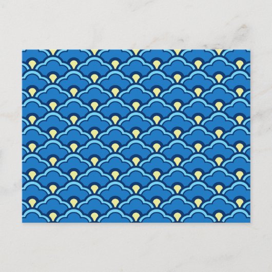 Deko Chinesische Scallops, Ocean Blue und Indigo Postkarte (Vorderseite)