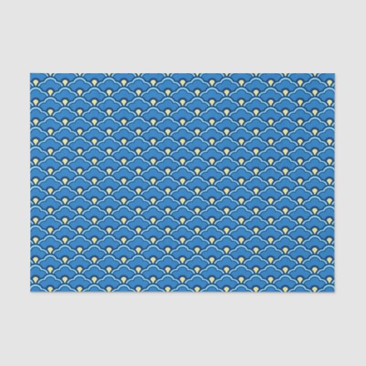 Deko Chinesische Scallops, Ocean Blue und Indigo Seidenpapier (Vorderseite)