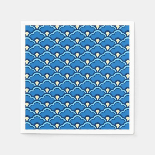 Deko Chinesische Scallops, Ocean Blue und Indigo Serviette (Vorderseite)