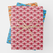 Deko Chinesische Scallops, Peach, Türkis, Orange Geschenkpapier Set (Beispiel)