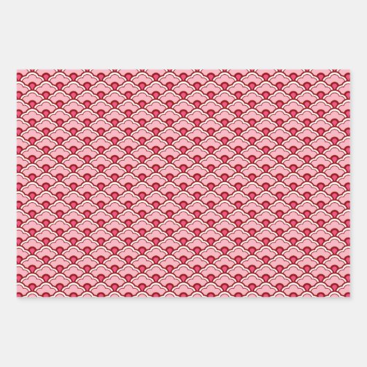 Deko Chinesische Scallops, Peach, Türkis, Orange Geschenkpapier Set (Vorderseite)