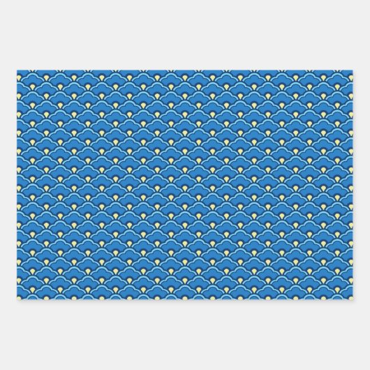 Deko Chinesische Scallops, Rot, Gold und Blau Geschenkpapier Set (Vorderseite 3)