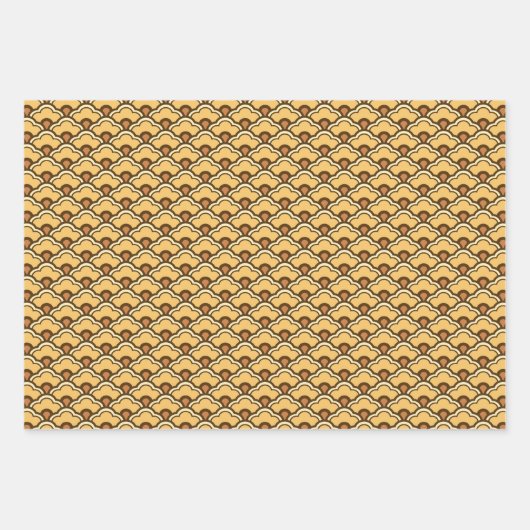 Deko Chinesische Scallops, Rot, Gold und Blau Geschenkpapier Set (Vorderseite 2)