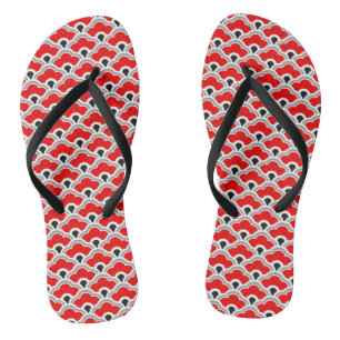 Deko Chinesische Scallops, rot, grau, schwarz und Badesandalen