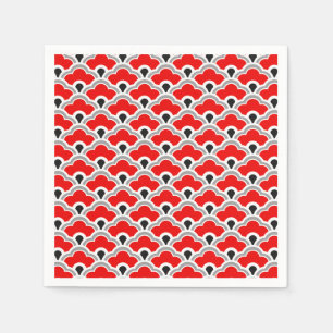 Deko Chinesische Scallops, rot, grau, schwarz und Serviette
