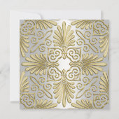 Deko Damask Brautparty: Gold & White Art Deco Einladung (Vorderseite)