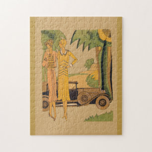 Deko Damen und Auto Puzzle
