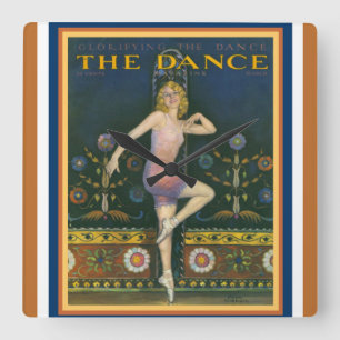 Deko Dance Magazine der 1920er Jahre Wall Clock Quadratische Wanduhr