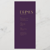 Deko | Dark Lila Dinner Drink Menu Menükarte (Rückseite)