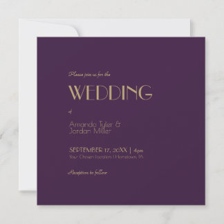 Deko | Dark Lila Square Wedding Einladung