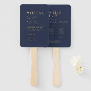 Deko   Dark Navy Hochzeitsprogramm Fächer