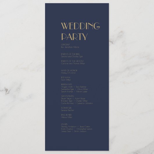 Deko | Dark Navy Hochzeitsprogramm Programm (Rückseite)