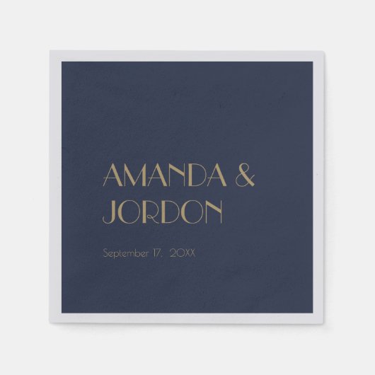 Deko | Dark Navy Wedding Cocktail Napkin Serviette (Vorderseite)