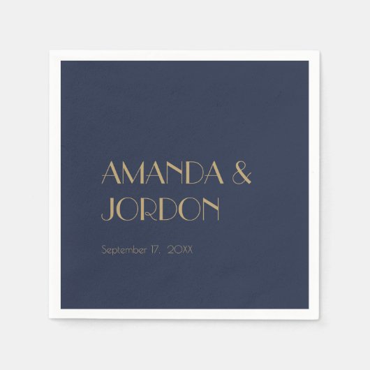 Deko | Dark Navy Wedding Cocktail Napkin Serviette (Vorderseite)