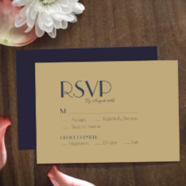 Deko | Dark Navy Wedding Meal Choice RSVP Karte