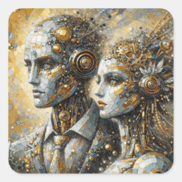 Deko der Futurist-Serie Kunstsammlung Quadratischer Aufkleber