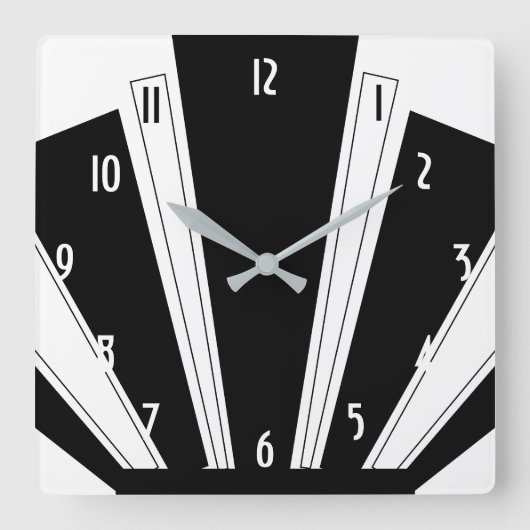 Deko-Design in Schwarz-Weiß Quadratische Wanduhr (Vorderseite)