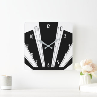 Deko-Design in Schwarz-Weiß Quadratische Wanduhr