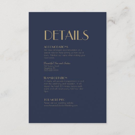 Deko | Details zur Hochzeit der Dunklen Marine Begleitkarte (Vorderseite)