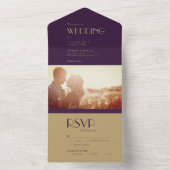 Deko | Dunkle Lila Foto Hochzeit All In One Einladung (Innen Boden)