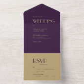 Deko | Dunkle Lila Hochzeit All In One Einladung (Innen Boden)