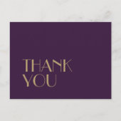 Deko | Dunkle Lila Hochzeit Danke Postkarte (Vorderseite)