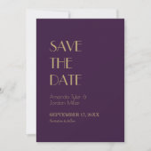 Deko | Dunkle Lila Hochzeit Das Datum speichern Save The Date (Vorderseite)