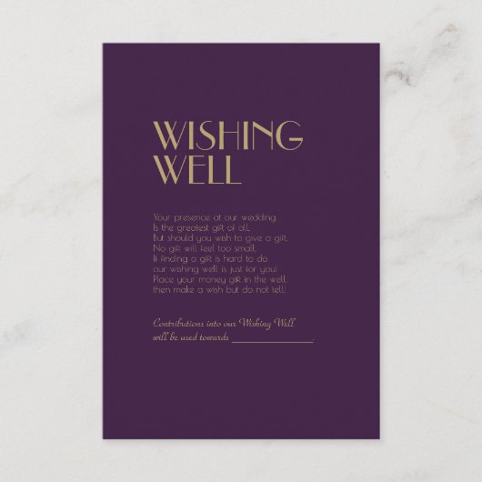 Deko | Dunkle Lila Hochzeit wünschend gut Begleitkarte (Vorderseite)