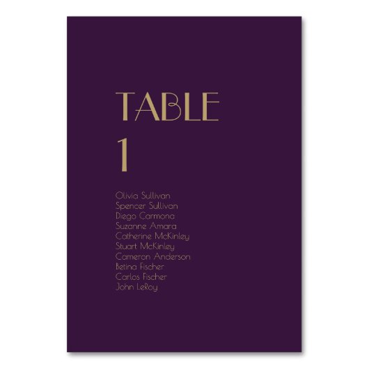 Deko | Dunkle Lila Tischnummer Gäste (Vorderseite)