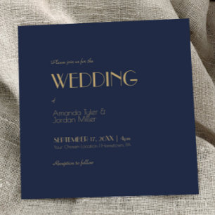 Deko   Dunkle Navy Square Wedding Einladung