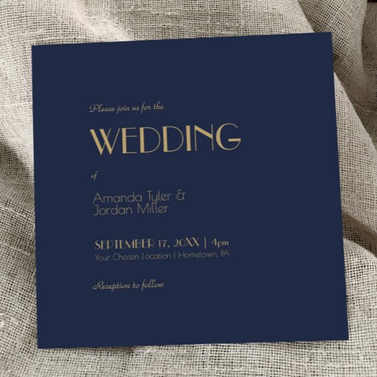 Deko | Dunkle Navy Square Wedding Einladung