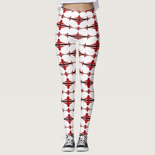 Deko-Element in tiefroten Leggings (Vorderseite)