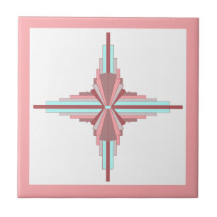 Deko-Elemente in dunkler Rose und Blau Fliese