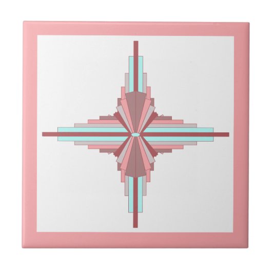 Deko-Elemente in dunkler Rose und Blau Fliese (Vorderseite)