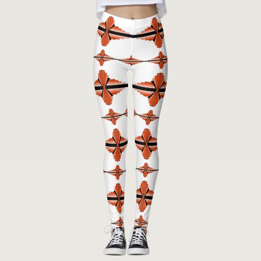 Deko-Elemente in tieforangen Leggings (Vorderseite)