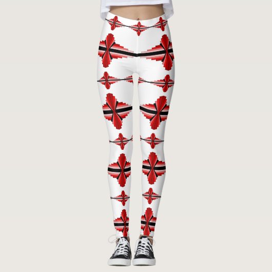 Deko-Elemente in tiefroten Leggings (Vorderseite)