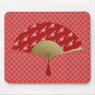 Deko Fan - Schmetterlinge, dunkelrot und weiß Mousepad