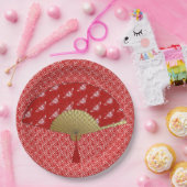 Deko Fan - Schmetterlinge, dunkelrot und weiß Pappteller (Party)