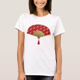 Deko Fan - Schmetterlinge, dunkelrot und weiß T-Shirt