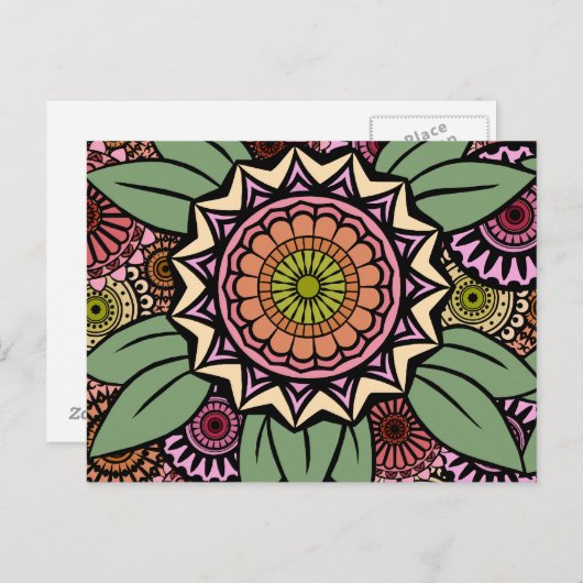 Deko Fandango in Orange und Green Postkarte (Vorne/Hinten)