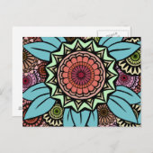 Deko Fandango in Türkis und Orange Postkarte (Vorne/Hinten)