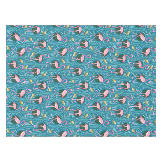 Deko-Farne der Flamingo-Vogel-20s kopieren blaues Tischdecke (Vorderseite (Horizontal))